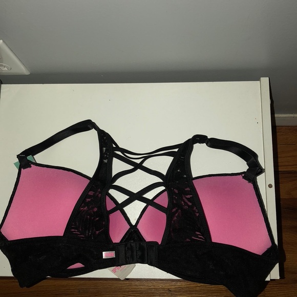 PINK VS wireless push up black bra size large - Picture 2 of 2
